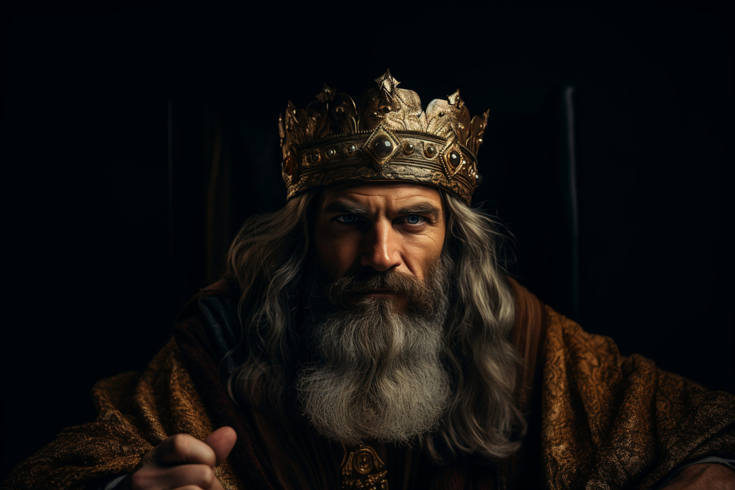 Powerful portrait of David playing on hat, characters from the Bible Generative AI